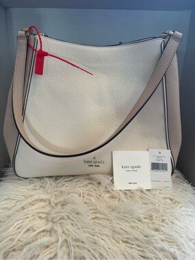 Kate Spade White/ Tan Pebbled Leather Bag